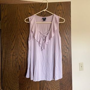 Medium Buckle Day trip purple ruffle top